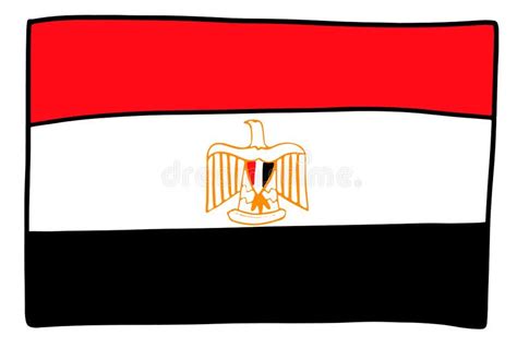 Doodle Hand Drawing Egyptian Flag Sketch Stock Vector - Illustration of ...