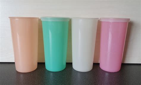 Vintage Sheer Pastel Tupperware Tumblers Set Of Lids Etsy