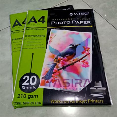 Photo Paper Kertas Foto Kertas Photo V Tec Vtec A Gsm Glossy