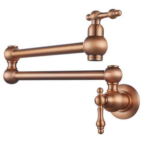 Iviga Wall Mounted Pot Filler With Double Handle In Copper Vg412037br The Home Depot