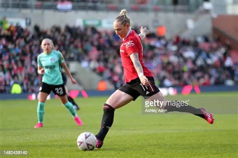 Leah Galton Of Manchester United Runs With The Ball During The News