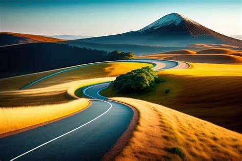 Premium AI Image Winding Road Stretching Into The Distance