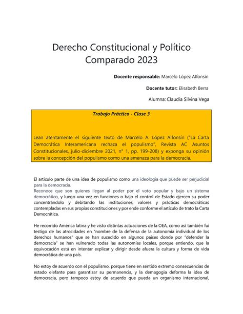 Tp 4 Derecho Constitucion Al Y Procesos Politicos Derecho