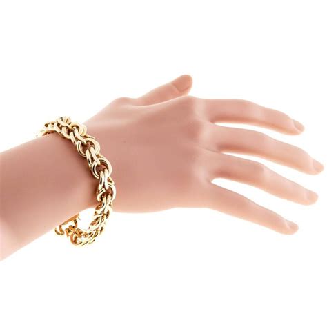 Heavy Solid Gold Double Spiral Link Charm Bracelet At Stdibs