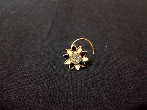 Designer Meenakari Black Diamond Floral Nose Ring Or Nose Pin Shreevaram 3375513