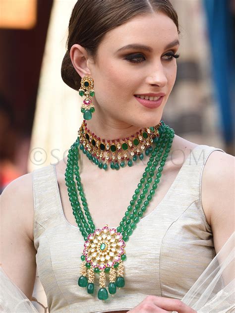 buy rani haar combo bridal set  choker earrings  sonoor