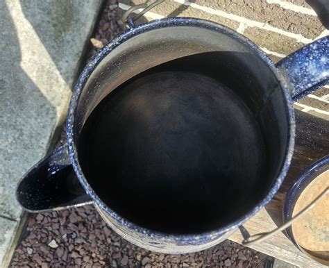 Vintage Large Enamel Granite Ware Blue Metal Coffee Pot Campfire Cowboy