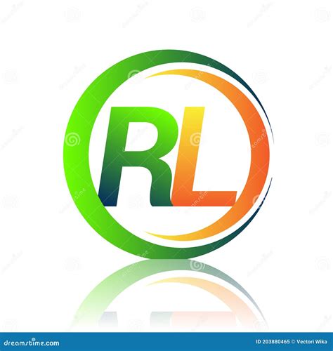 Initial Letter Logo RL Company Name Green And Orange Color On Circle