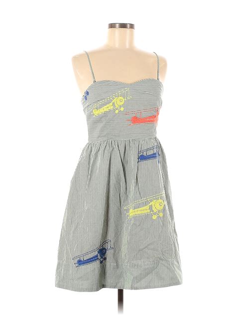 Moulinette Soeurs 100 Cotton Stripes Multi Color Gray Casual Dress