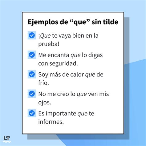 Qué con tilde o que sin tilde ejemplos