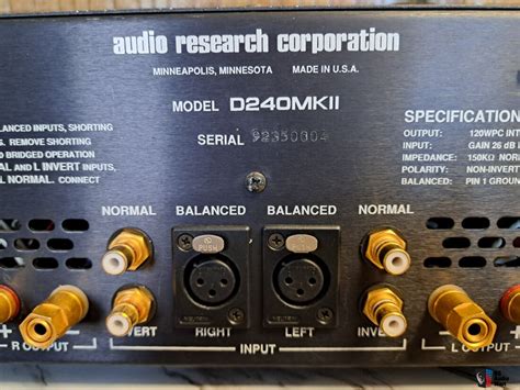 Audio Research D Mk Ii Solid State Amplifier Photo Us