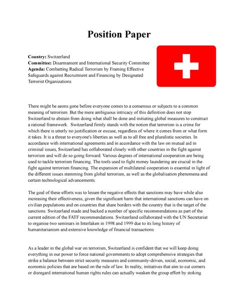 Position Paper Position Paper Country Switzerland Committee