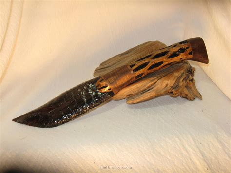 Midnight Lace Obsidian Bowie Knife W Cholla Cactus Wood Handle