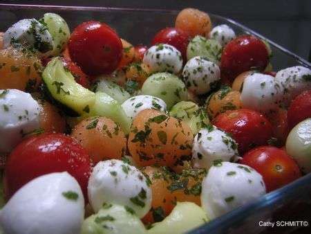 Salade De Billes De Concombre Tomates Cerises Courgettes Au Curry