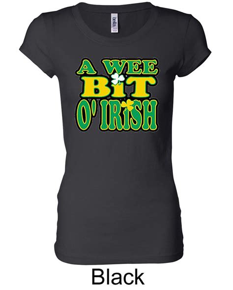 Ladies Shirt A Wee Bit Irish Shamrock Longer Length Tee T Shirt A Wee