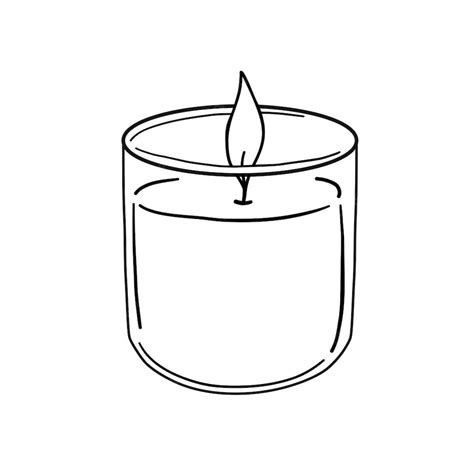 Premium Vector Candle In Glass Container Vector Line Art Illustration