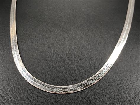 Lot Sterling Silver Herringbone Necklace Italy