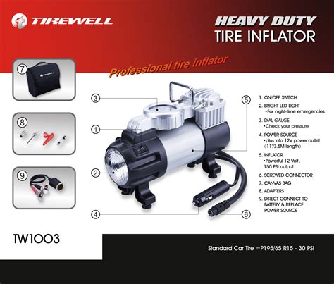 Tirewell Tw Tire Inflator Heavy Duty Direct Drive Metal Pump