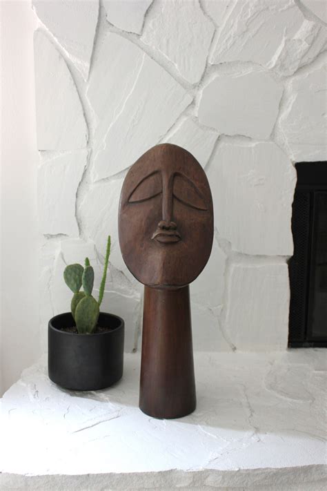 Large Modernist Wood Sculpture Man