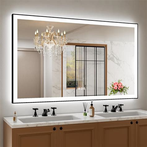 Amazon Amorho X Led Bathroom Mirror With Black Frame Front