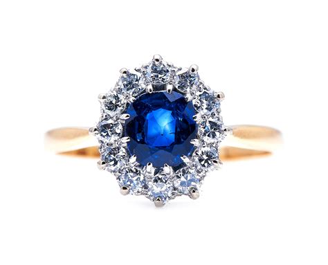 Edwardian 18ct Gold Sapphire And Diamond Cluster Ring Antique Ring