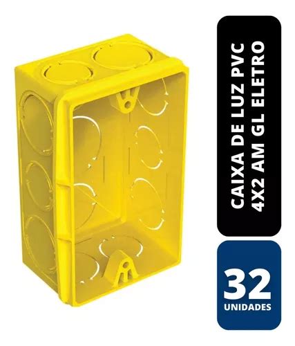 Kit C 32 Caixa De Luz Pvc 4x2 Amarela Gl Eletro