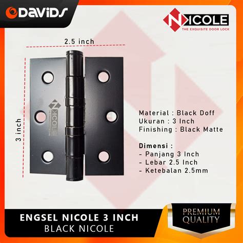 Engsel Pintu Rumah Jendela Besi Engsel Hitam Kamar Mandi 3 Inch Nicole