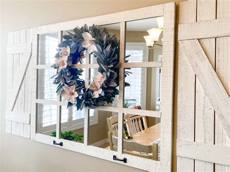 46x 36 Farmhouse Wall Decor Window Mirror Rustic Etsy