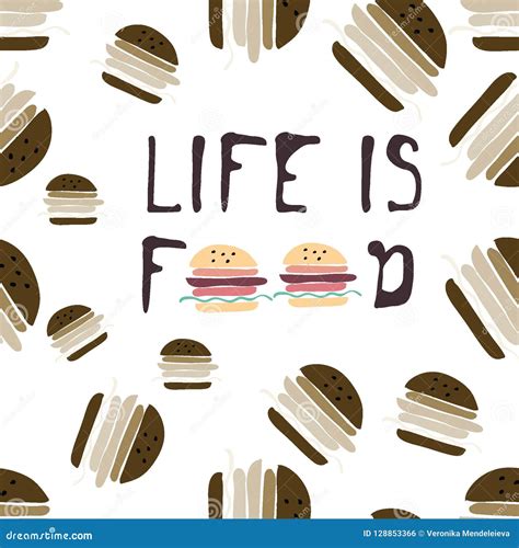 Food Background Burgers Hand Drawn Illustration For Your Design Stock