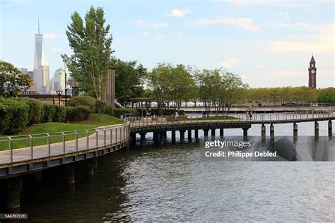 Usa New Jersey Hoboken View Of The Pier C Park Waterfront Walkway With