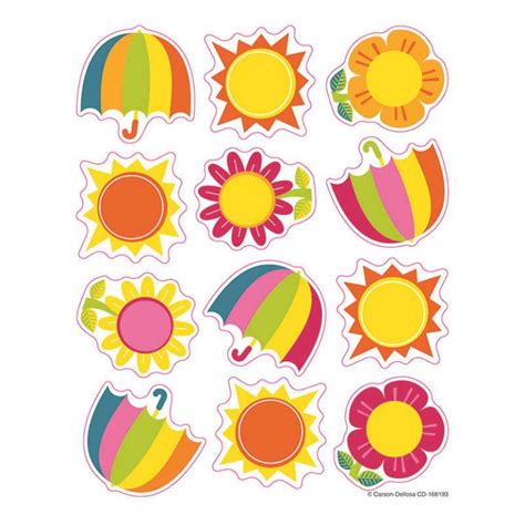 Carson Dellosa Spring Showers And Sun Shape Stickers Cd 168193