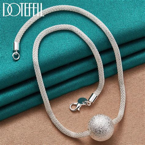 DOTEFFIL 925 Sterling Silver Round 20mm Ball Bead Chain Necklace