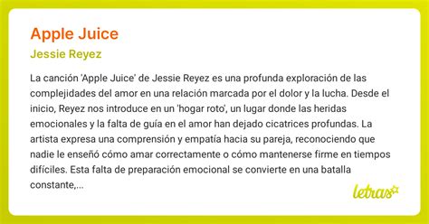 Significado De La Canción Apple Juice Jessie Reyez Letrascom