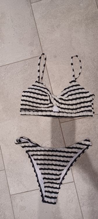 Gerippter Bikini Gr M Schwarz Weiss Gestreift Kaufen Auf Ricardo