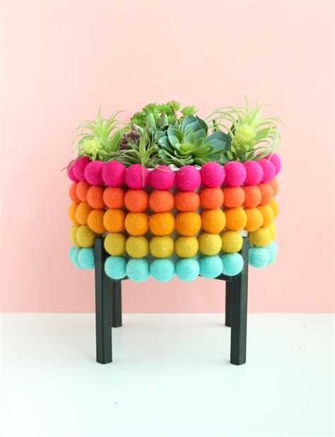 Diy Rainbow Pom Pom Planter Craft A Kailo Chic Life