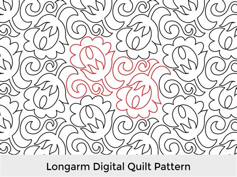 Wavy Flower E2e Longarm Quilting Pattern Edge To Edge Digital Pantograph Continuous Line