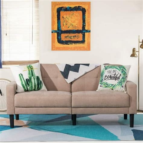 Sobaniilo 63 Small Modern Loveseat Mid Century Fabric 2 Seat Love