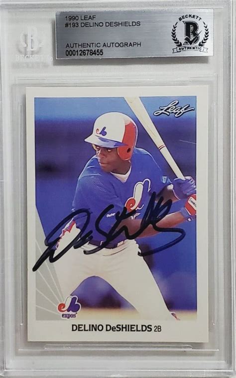 1990 Leaf 193 Delino DeShields Signed Rookie Card Autograph RC Auto