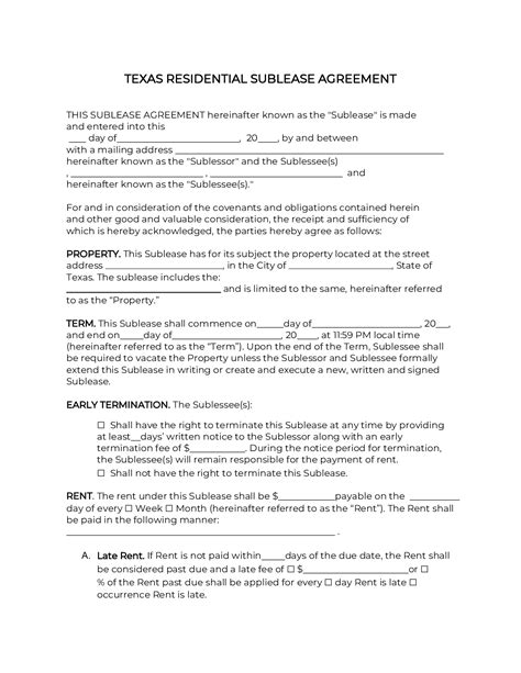 Texas Rental Agreement Template