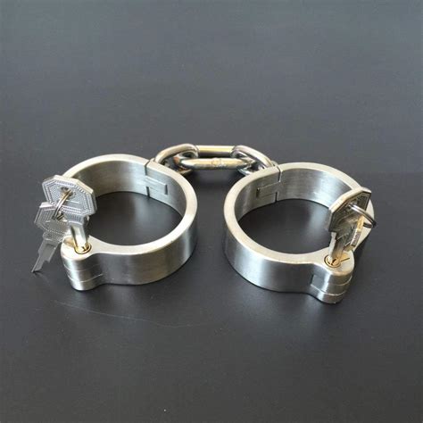 Heavy Duty Stainless Steel Bondage Handcuffs Ankle Cuffs Slave Neck