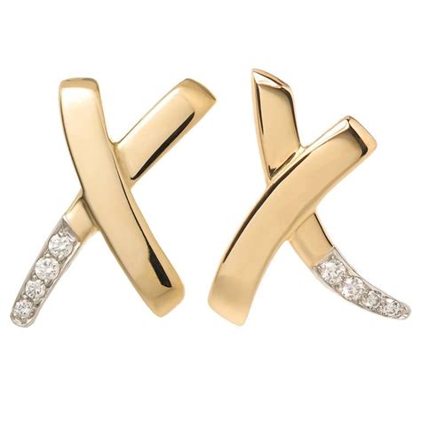 Tiffany And Co Paloma Picasso Diamond Gold X Earrings At 1stdibs Paloma Picasso X Earrings