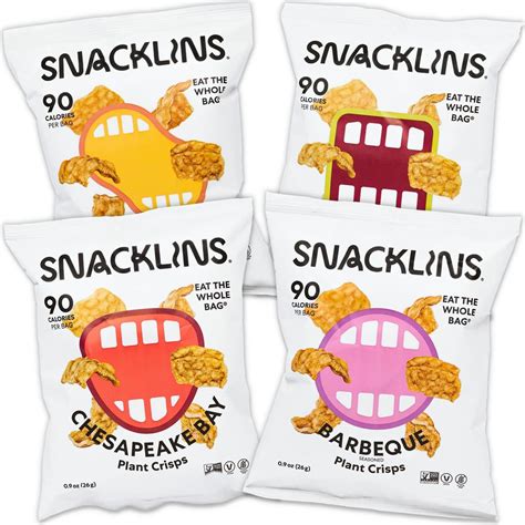 Snacklins Plant Based Crisps 4 Flavor Variety Nacho Bbq Teriyaki Chesapeake Bay