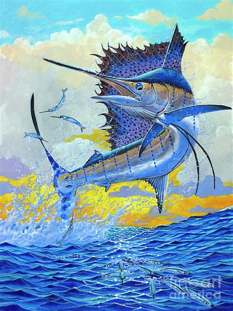 Sailfish Sunset Painting By Carey Chen