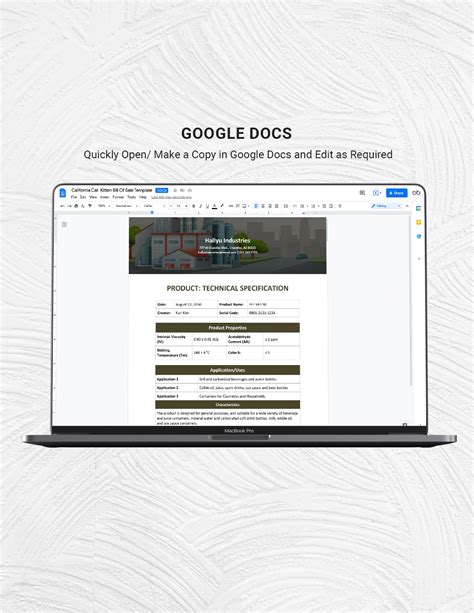 Product Technical Specification Template in Word, Google Docs - Download | Template.net