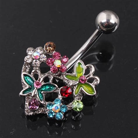 High Quality Heart Butterfly Flower 316l Surgical Steel Piercing Navel Ring Belly Button Rings