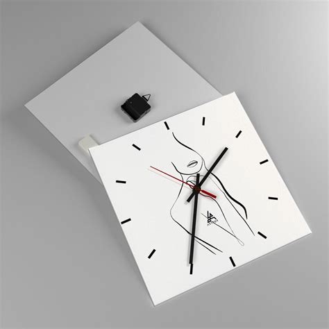 Horloge Murale En Verre X Cm Silencieuse Femme Croquis Dessin Wall