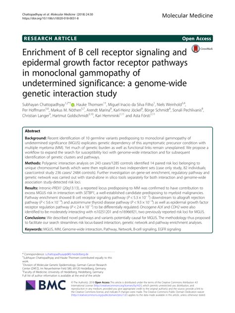 PDF Enrichment Of B Cell Receptor Signaling And Epidermal Growth