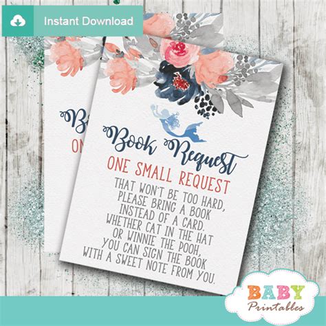 Navy Gray Coral Nautical Book Request Cards D Baby Printables