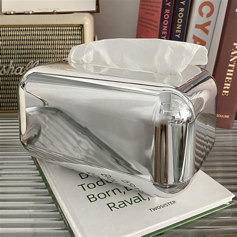 Rectangular Silver Tissue Box Plastic Tissue Box Cover Homary