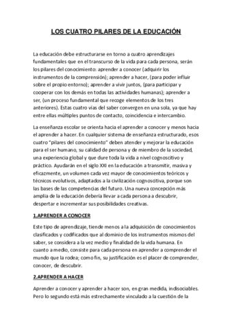 Los Cuatro Pilares De La Educaci N Pdf